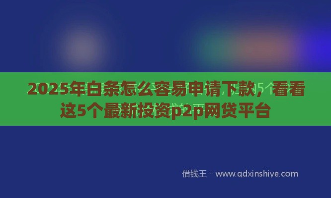 2025年白条怎么容易申请下款，看看这5个最新投资p2p网贷平台