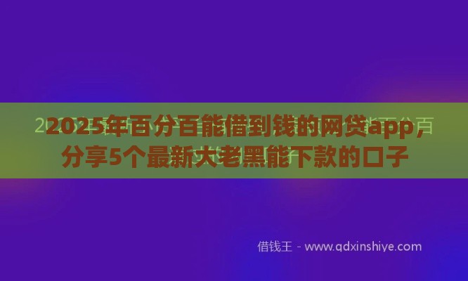 2025年百分百能借到钱的网贷app，分享5个最新大老黑能下款的口子