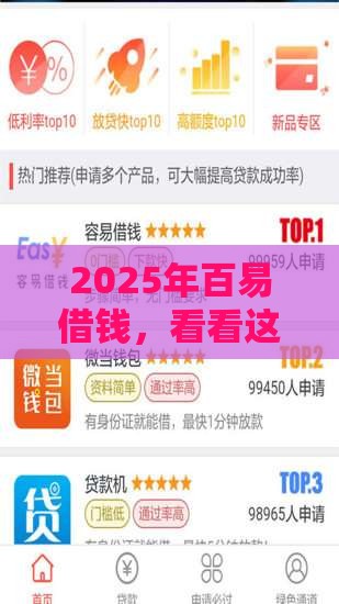 2025年百易借钱，看看这5个最新官方网贷平台好