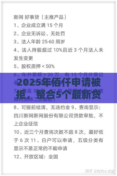 2025年佰仟申请被拒，整合5个最新贷款新口子