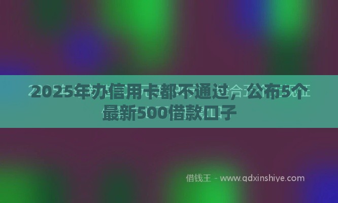 2025年办信用卡都不通过，公布5个最新500借款口子