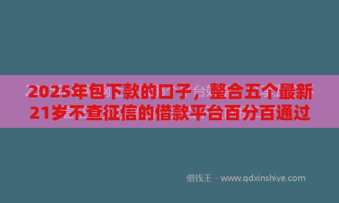 2025年包下款的口子，整合五个最新21岁不查征信的借款平台百分百通过