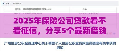 2025年保险公司贷款看不看征信，分享5个最新借钱的平台100%能借到