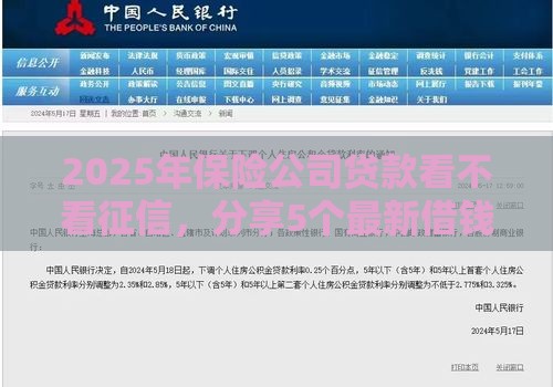 2025年保险公司贷款看不看征信，分享5个最新借钱的平台100%能借到