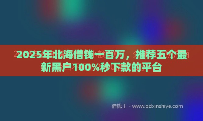 2025年北海借钱一百万，推荐五个最新黑户100%秒下款的平台