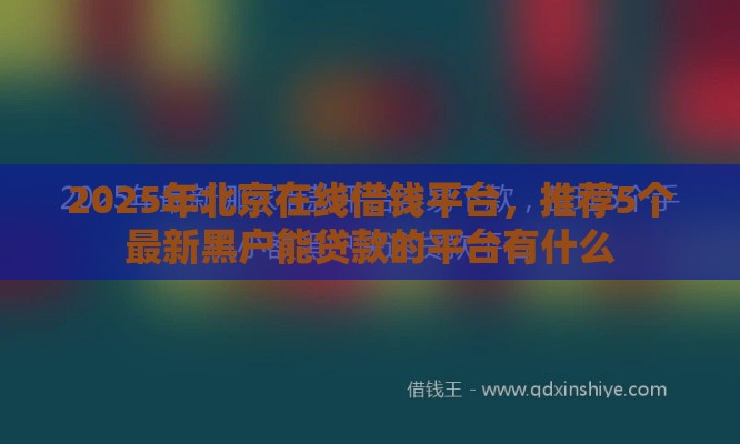 2025年北京在线借钱平台，推荐5个最新黑户能贷款的平台有什么