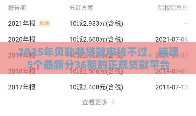 2025年贝勒爷贷款审核不过，梳理5个最新分36期的正规贷款平台