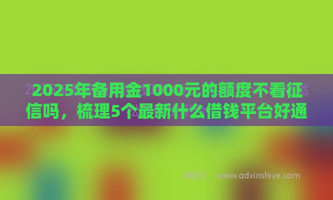 2025年备用金1000元的额度不看征信吗，梳理5个最新什么借钱平台好通过