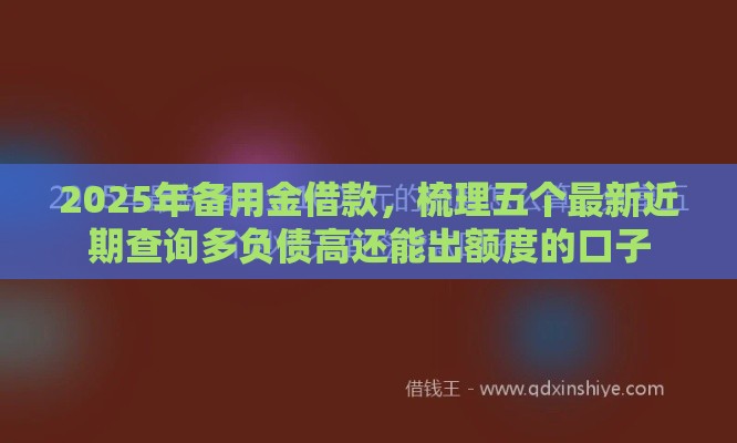 2025年备用金借款，梳理五个最新近期查询多负债高还能出额度的口子