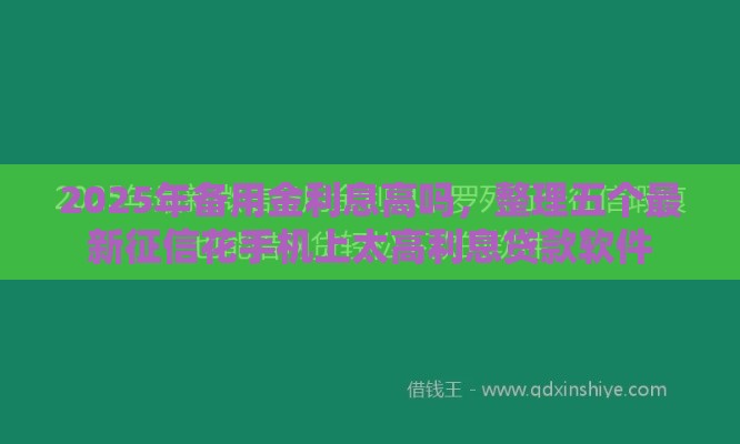 2025年备用金利息高吗，整理五个最新征信花手机上太高利息贷款软件