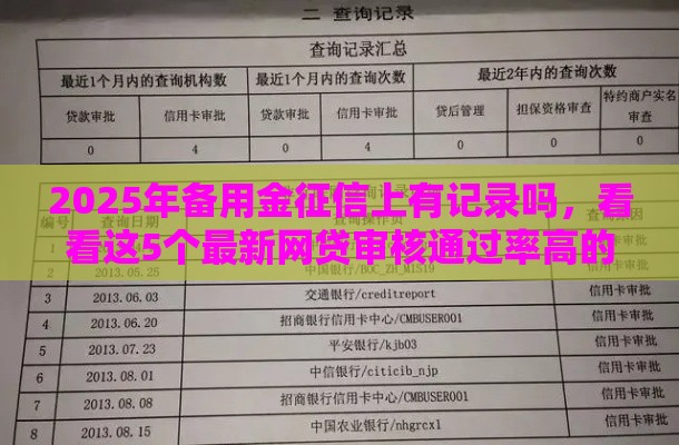 2025年备用金征信上有记录吗，看看这5个最新网贷审核通过率高的平台
