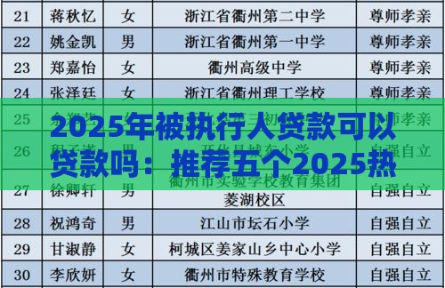 2025年被执行人贷款可以贷款吗：推荐五个2025热门黑户专用借钱平台