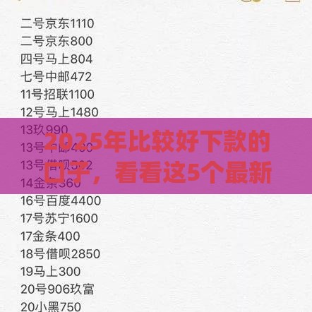 2025年比较好下款的口子，看看这5个最新p2p平台贷款