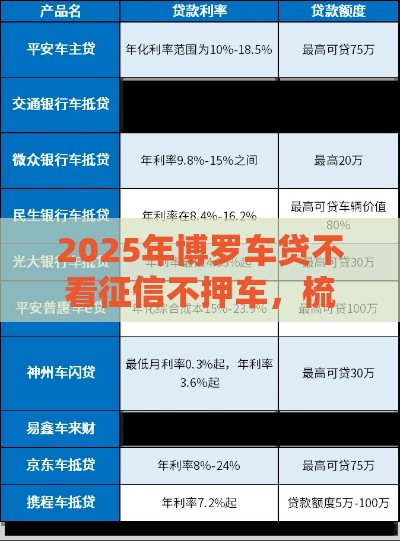 2025年博罗车贷不看征信不押车，梳理五个最新平台贷款利息低