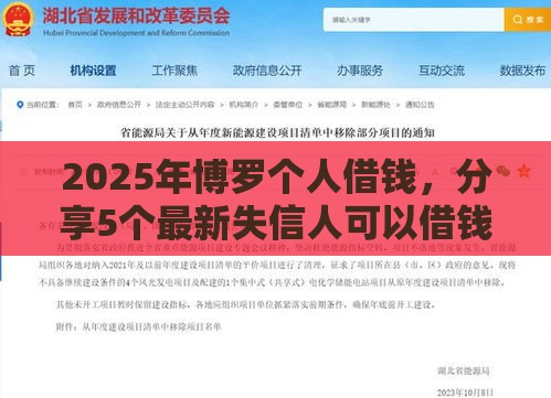 2025年博罗个人借钱，分享5个最新失信人可以借钱的平台