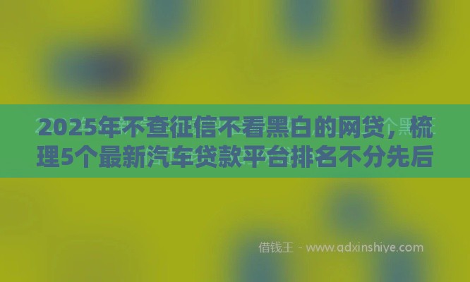 2025年不查征信不看黑白的网贷，梳理5个最新汽车贷款平台排名不分先后前十