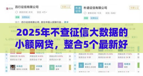 2025年不查征信大数据的小额网贷，整合5个最新好的贷款平台