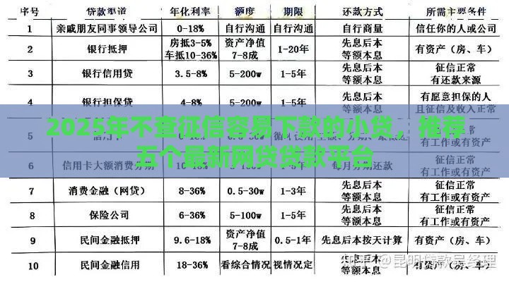 2025年不查征信容易下款的小贷，推荐五个最新网贷贷款平台
