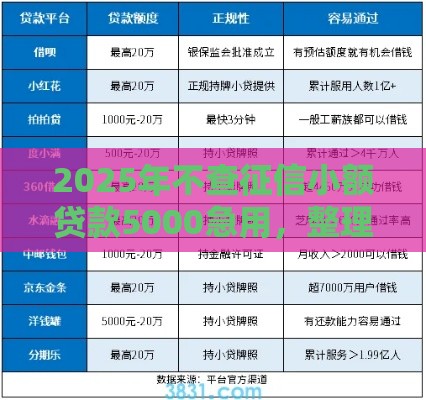 2025年不查征信小额贷款5000急用，整理5个最新哪些低息可靠可以分12期以上的借款平台