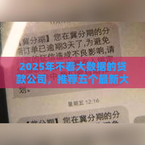 2025年不看大数据的贷款公司，推荐五个最新大学生可以借钱的平台