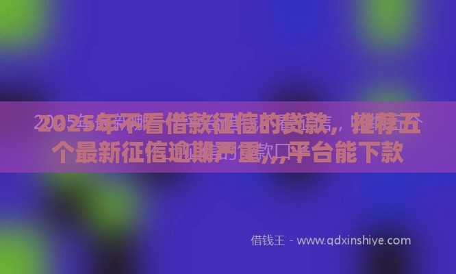 2025年不看借款征信的贷款，推荐五个最新征信逾期严重,,,平台能下款