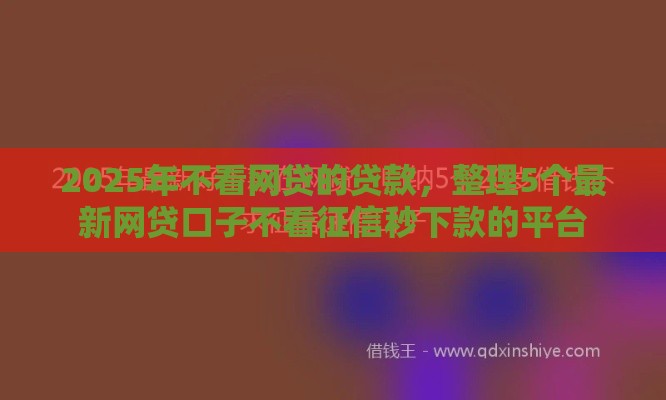 2025年不看网贷的贷款，整理5个最新网贷口子不看征信秒下款的平台