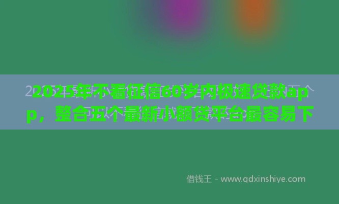2025年不看征信60岁内极速贷款app，整合五个最新小额贷平台最容易下款