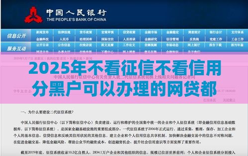 2025年不看征信不看信用分黑户可以办理的网贷都有什么，公布五个最新非法贷款平台