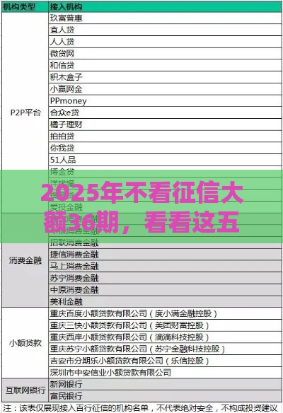 2025年不看征信大额36期，看看这五个最新网贷平台都