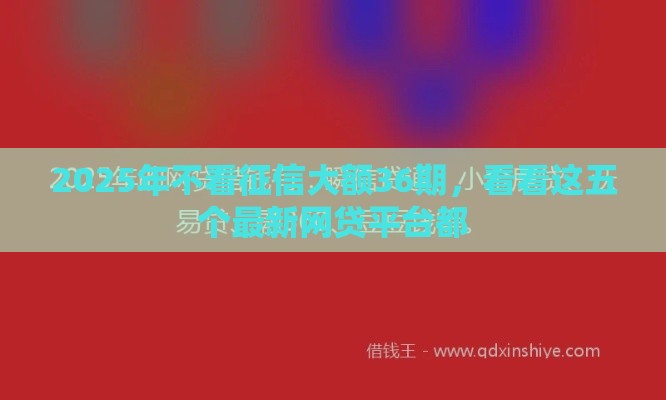 2025年不看征信大额36期，看看这五个最新网贷平台都