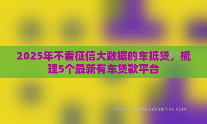 2025年不看征信大数据的车抵贷，梳理5个最新有车贷款平台