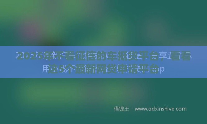 2025年不看征信的车抵贷平台，看看这5个最新网贷申请平台