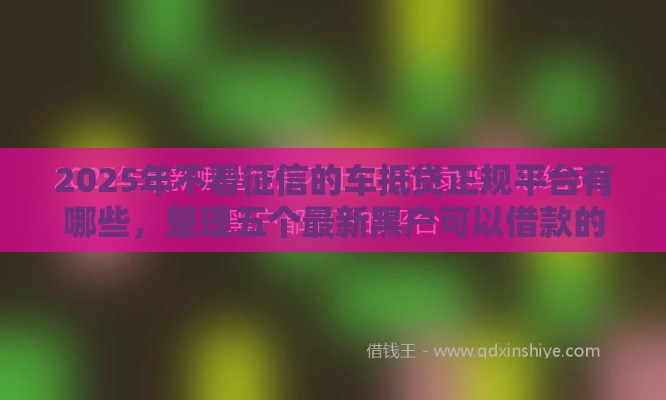 2025年不看征信的车抵贷正规平台有哪些，整理五个最新黑户可以借款的软件