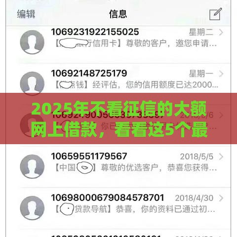 2025年不看征信的大额网上借款，看看这5个最新借款平台不上征信的