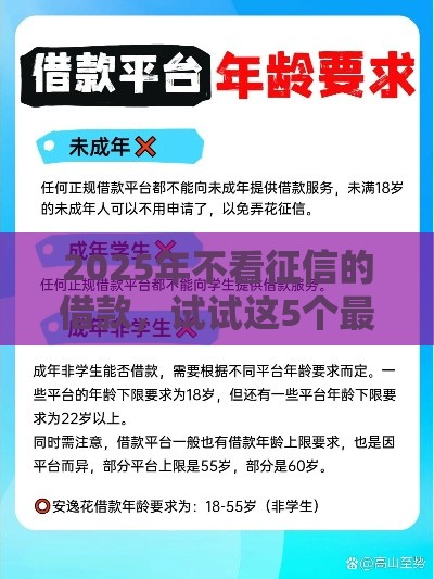 2025年不看征信的借款，试试这5个最新17岁借钱平台