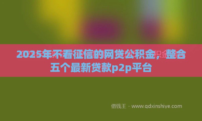2025年不看征信的网贷公积金，整合五个最新贷款p2p平台