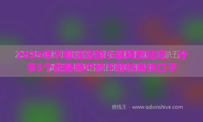 2025年不看征信的小额网贷贴吧，分享5个最新黑户秒下款的高炮口子