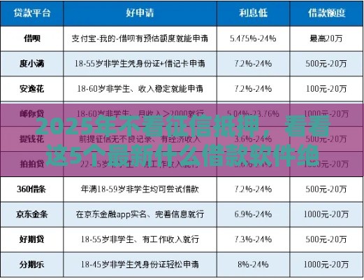 2025年不看征信抵押，看看这5个最新什么借款软件绝对能借到钱