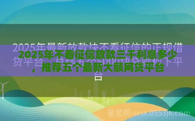 2025年不看征信放款三千利息多少，推荐五个最新大额网贷平台