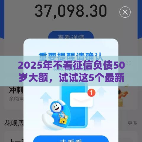 2025年不看征信负债50岁大额,试试这5个最新支付宝可以借钱的平台 2025年不看征信负债50岁大额,试试这5个最新支付宝可以借钱的平台