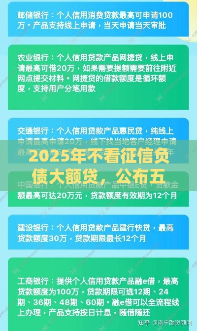 2025年不看征信负债大额贷，公布五个最新贷款咨询平台