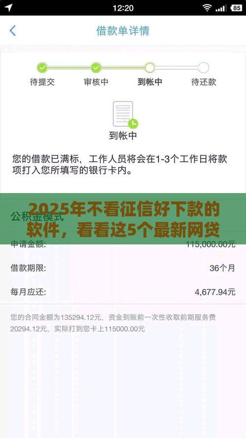 2025年不看征信好下款的软件，看看这5个最新网贷靠谱的平台