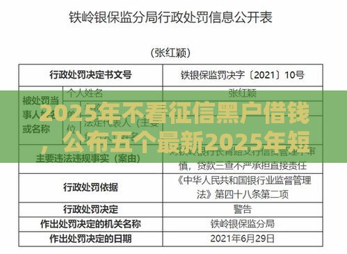 2025年不看征信黑户借钱，公布五个最新2025年短期借款平台,7到14天