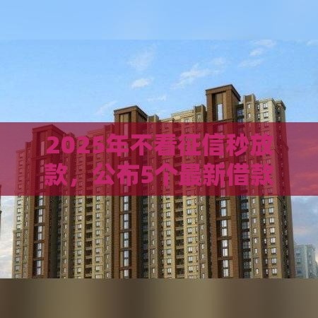 2025年不看征信秒放款，公布5个最新借款平台借钱最靠谱
