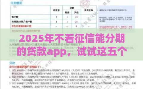 2025年不看征信能分期的贷款app，试试这五个最新真正黑户能下款的网贷平台