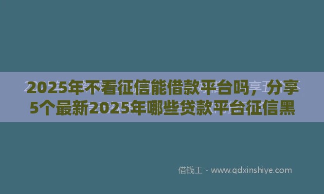 2025年不看征信能借款平台吗，分享5个最新2025年哪些贷款平台征信黑查询多网贷多负债高还能百分百下款的