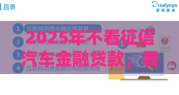 2025年不看征信汽车金融贷款，看看这5个最新什么贷款平台比较靠谱