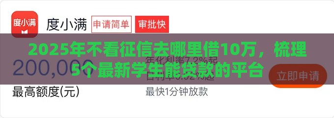 2025年不看征信去哪里借10万，梳理5个最新学生能贷款的平台