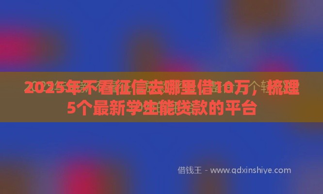 2025年不看征信去哪里借10万，梳理5个最新学生能贷款的平台