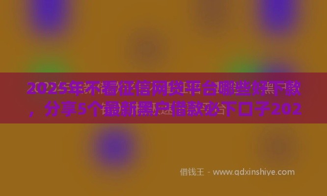 2025年不看征信网贷平台哪些好下款，分享5个最新黑户借款必下口子2025